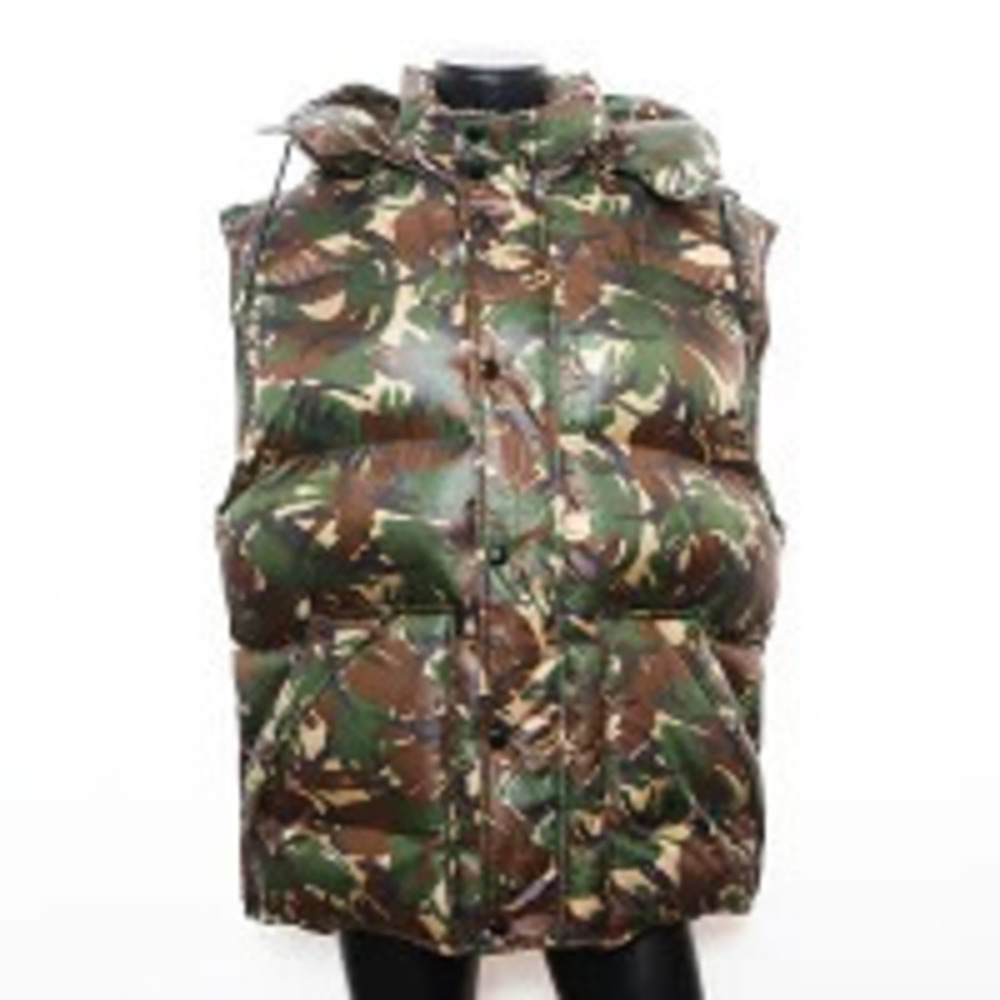 Celine Down Camouflage Hooded Vest Padded Green